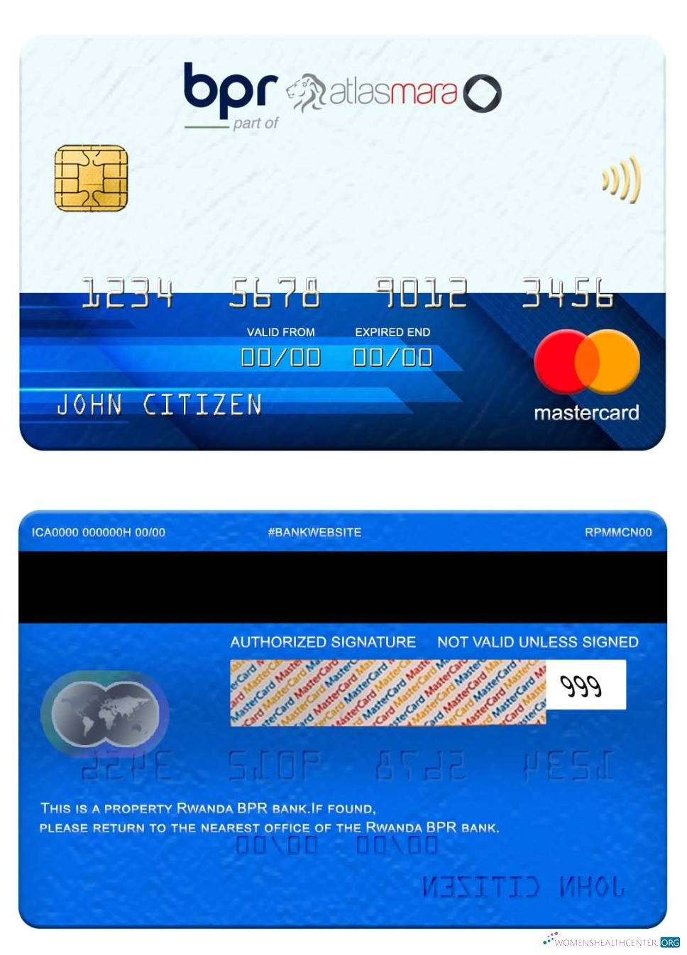 Download Rwanda BPR bank mastercard Photoshop template
